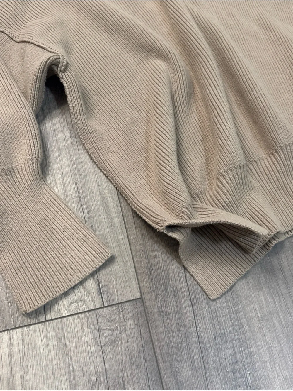 Free People Taupe Relaxed Crewneck Sweater